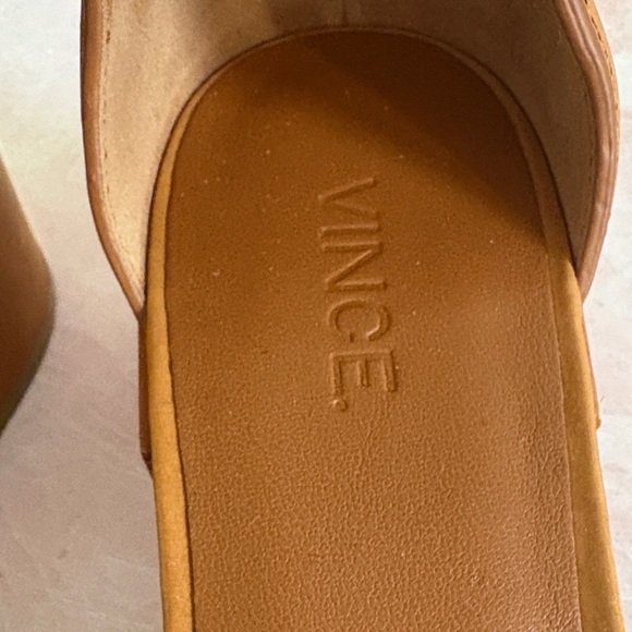 Vince Women's Brown Italian Leather Block Heel Sandals - Picture 3 of 8